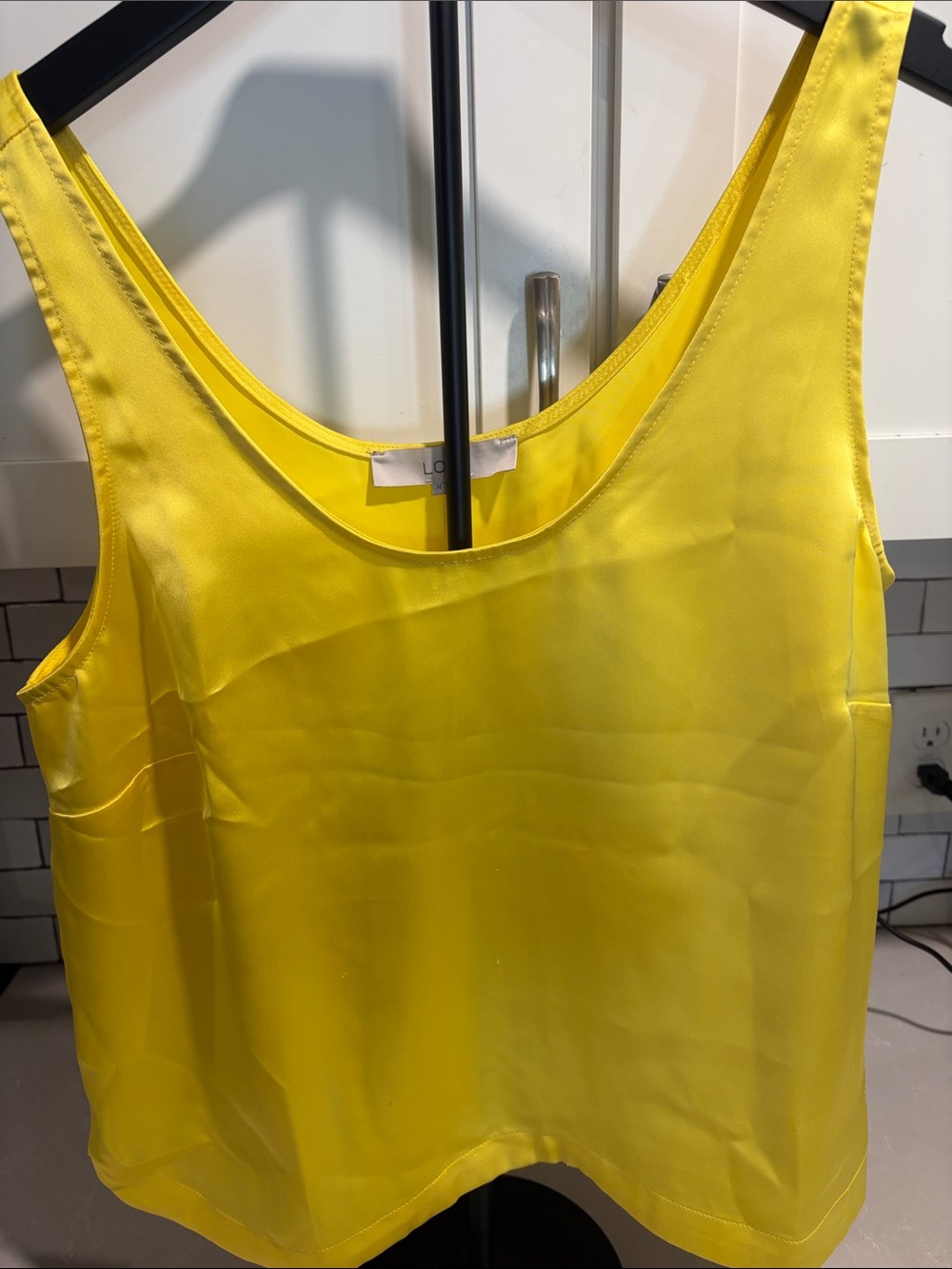 LOFT Yellow Satin Scoop Neck Camisole